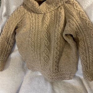 ARAN SWEATER WOLLEN MILLS IRISH MERINO WOOL FISHERMAN CHUNKY